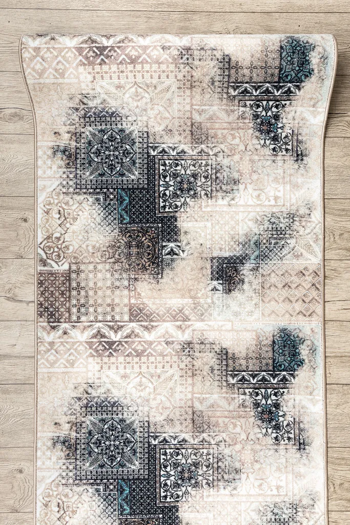 Grand Tapis Beige Patchwork Vintage 100x190 cm - Textile Doux et Durable - 4