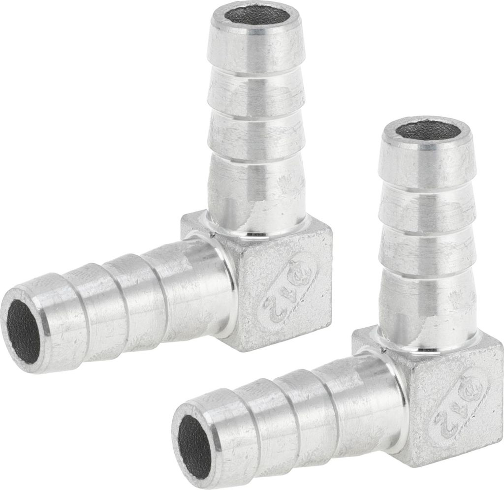 304 Edelstahl Schlauchstutzen 15/32" 90 Grad Verbinder für Luft Wasser Öl Gas Kraftstoff 2 Stück Silberton
