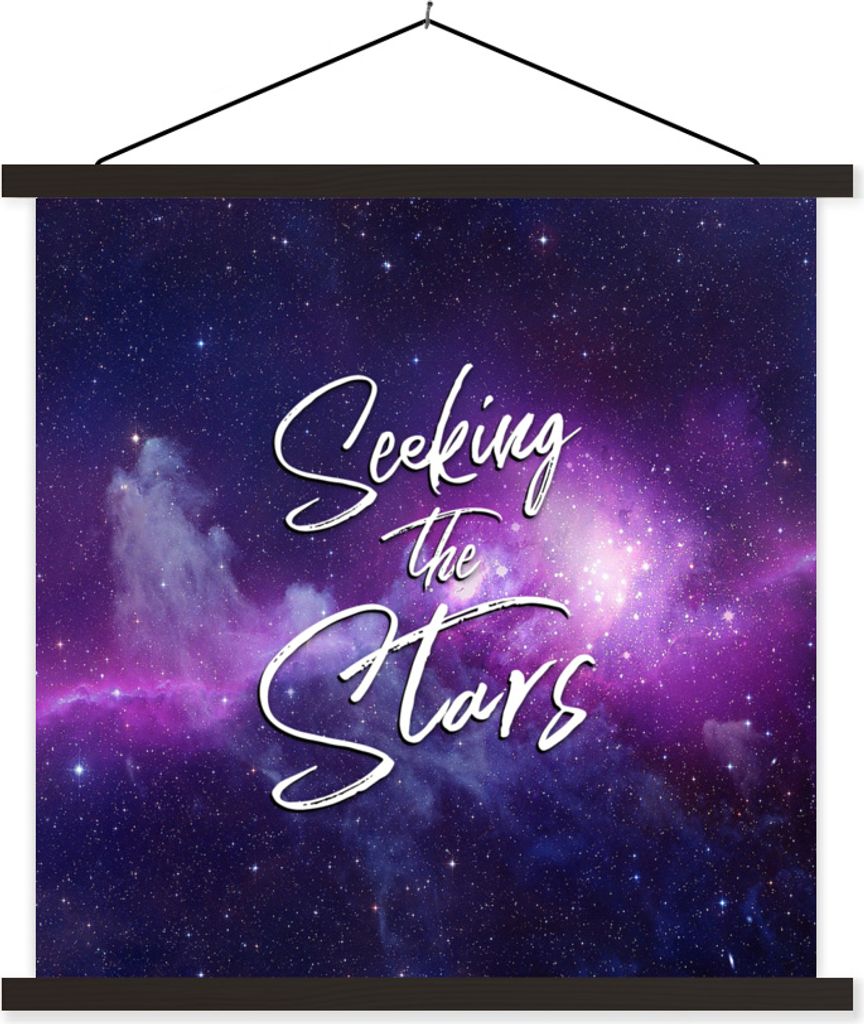 MuchoWow Textilposter Zitate - 'Auf der Suche nach den Sternen' - Sprichwörter - Raumfahrt - Jungen - Mädchen - Kinder 40x40 cm mit schwarzem R...