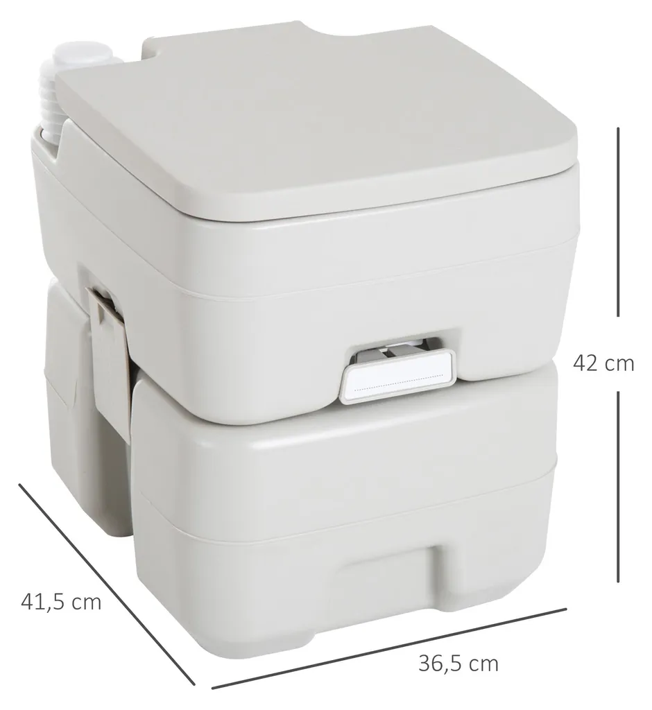 Toilettes portables avec chasse d'eau simple, réservoir 20L - Gris - 3