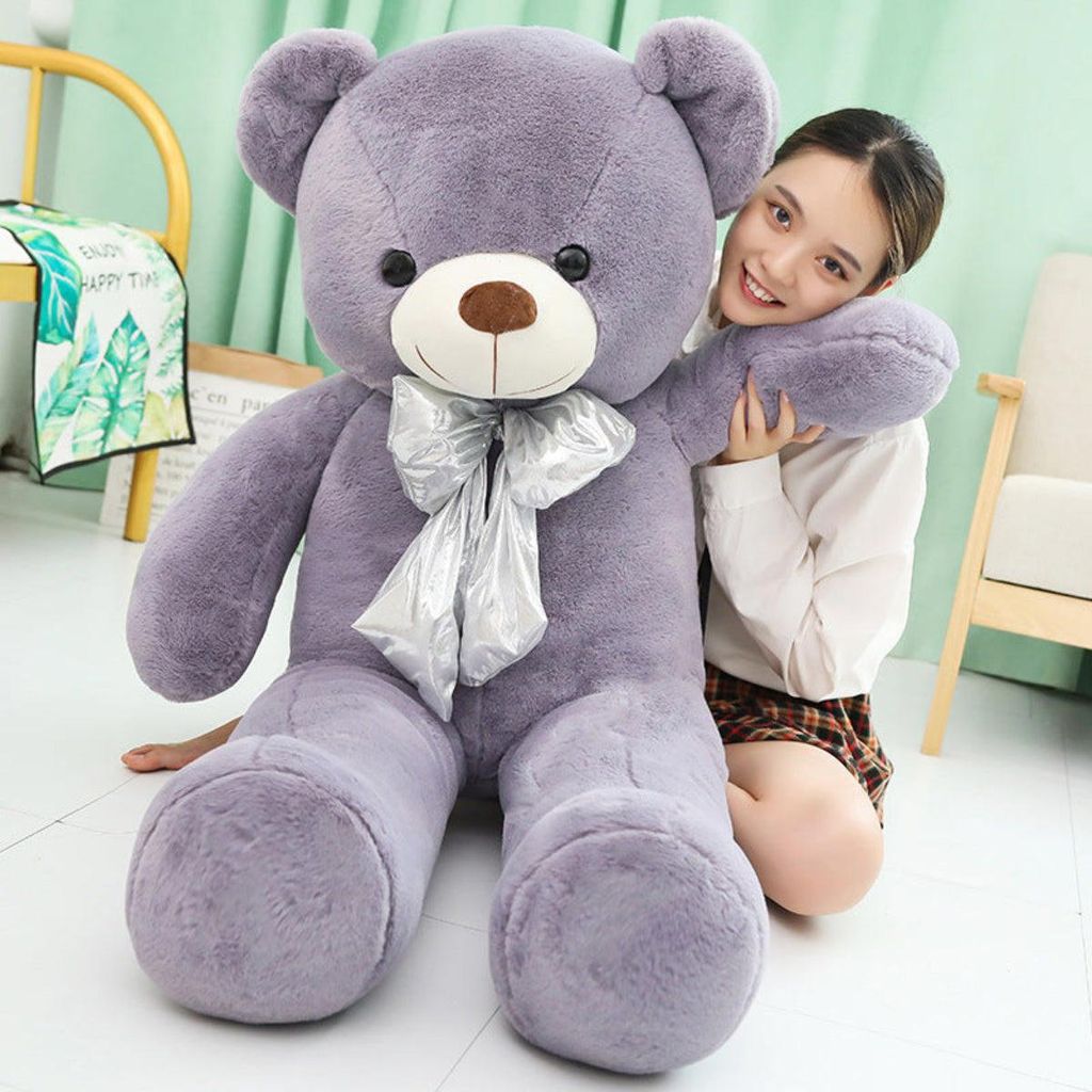 Teddy Plüschtier Kuschelkissen – Weicher Macaron Teddybär.Farbe:Lila,Größe in cm:100