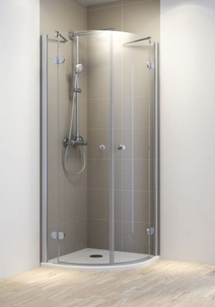 Runddusche 4-teilig Schulte MasterClass R550 80x80 cm Klarglas Profilfarbe chrom Scharnier halbkreis