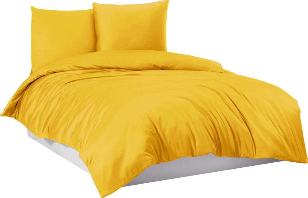 Bettwäsche Bettgarnitur Bettbezug 100% Baumwolle 135x200 155x220 200x200 200x220, Farbe:Gelb, Größe:155 x 220 cm