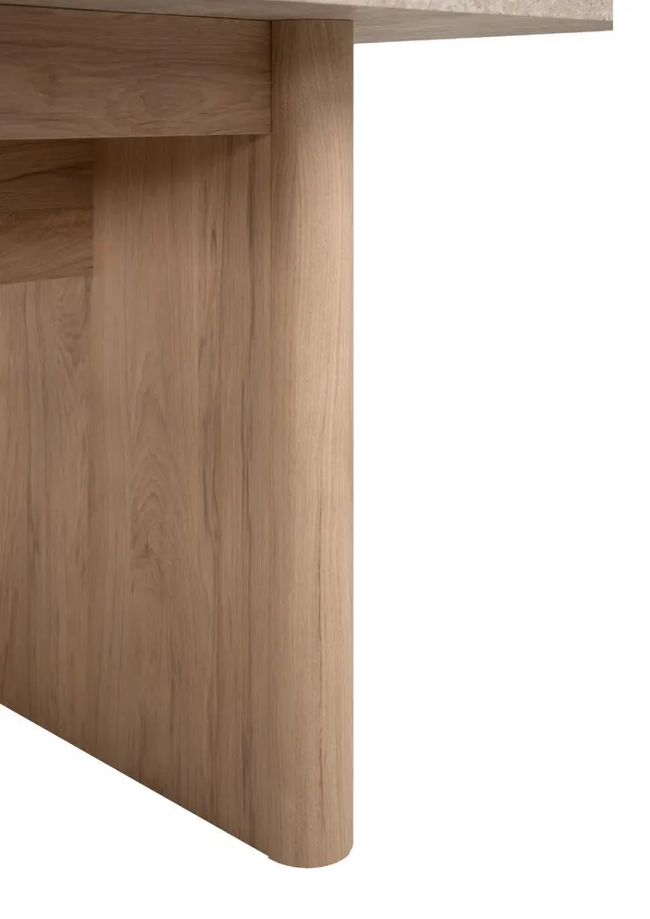 Grande table de repas extensible bois et effet pierre travertin 200cm - 8