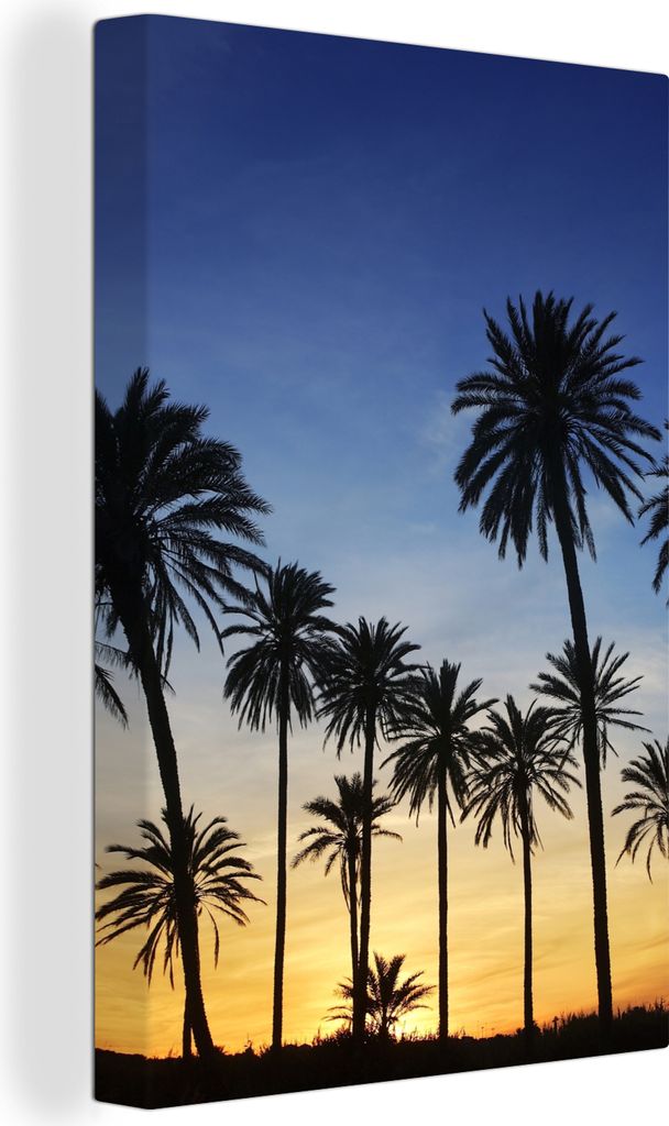 OneMillionCanvasses - Leinwandbilder - 90x140 cm, Palme - Natur - Strand - Sonne - Nacht, Wandbilder Kunstdruck Wanddekoration - Foto auf Leinwan...
