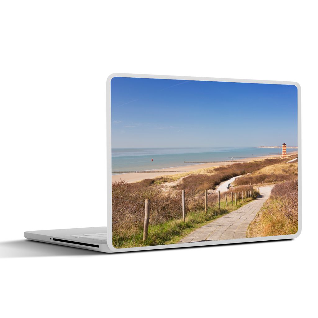 MuchoWow Laptop Aufkleber Sticker Cover Strand - Meer - Leuchtturm - Niederlande 32.5x23.5 cm - Sticker für Laptop - Selbstklebend