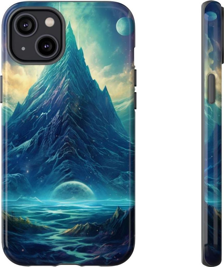 Surreale kosmische Berglandschaft – Hülle Kompatibel mit iPhone 14 Plus