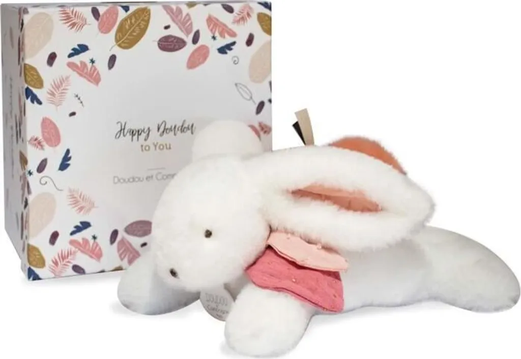 Doudou Lapin Rose Foncé 25 cm : la Peluche Anti-Chagrin en Coffret