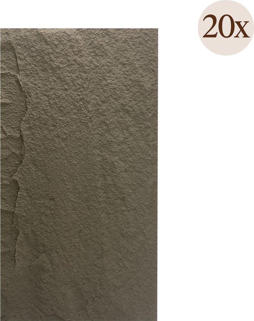 Dmora Dekorplatte Roncade 60x3 cm Grau Braun, Set von 20, Leicht zu schneiden, Einfach zu installieren, Realistische Textur