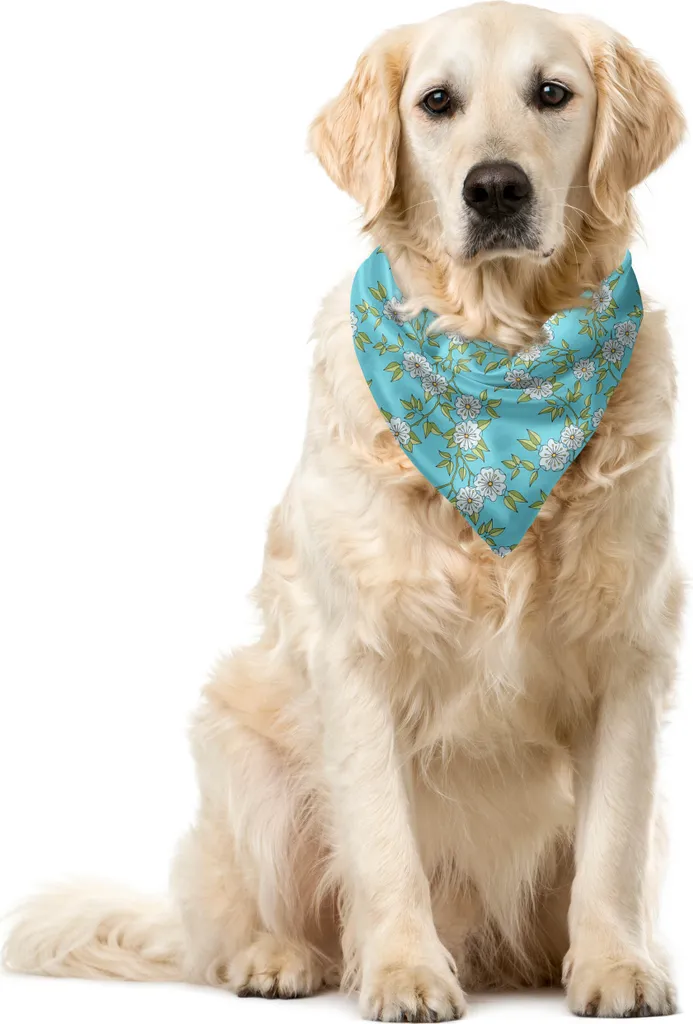 Idea Regalo Cane: Bandana ABAKUHAUS Floreale Azzurro/Lime 40x40