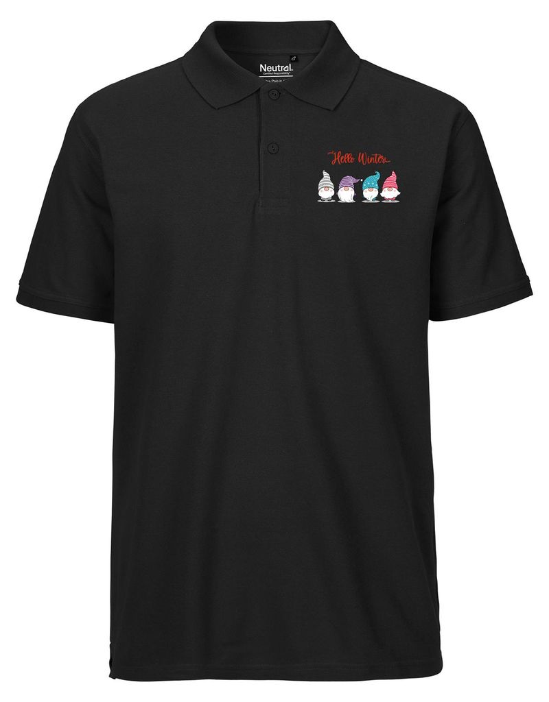 Huuraa Herren Polo Shirt Hello Winter Wichtel Weihnachtself L Black Bio Baumwolle Fairtrade Poloshirt Geschenkidee