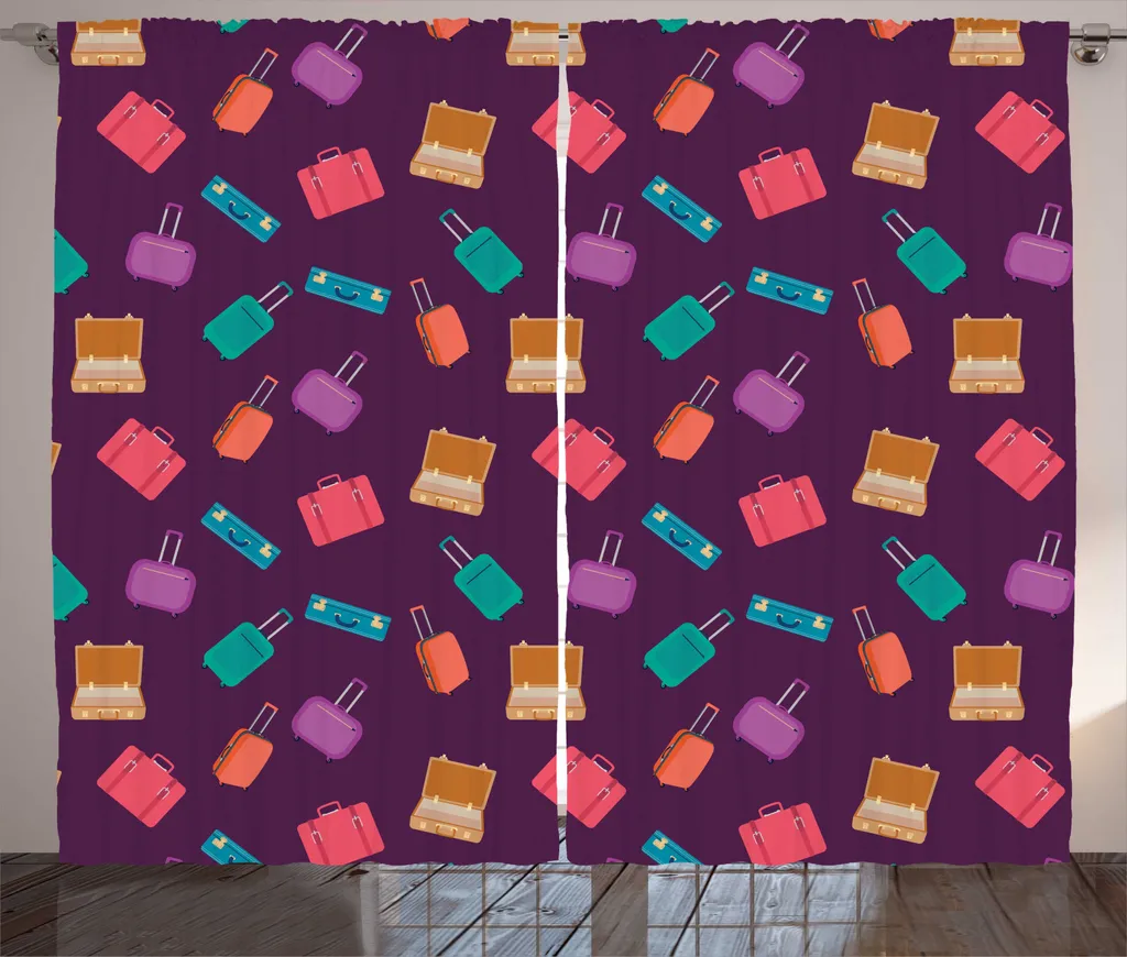 Rideaux Décoratifs Thème Voyage pour Salon Style Rustique 280x225 cm