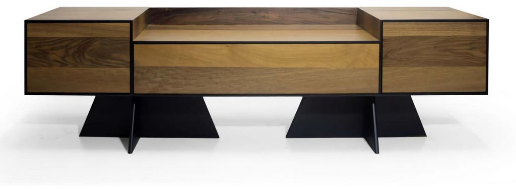 Brauner TV-Ständer edles Designer Lowboard aus Holz stilvolle Möbel Wohnzimmer