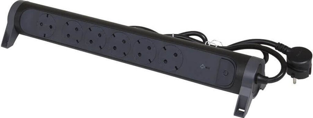 Legrand Drehbare Steckdosenleiste 6x Steckdose, SPD, 1,5m Kabel Schwarz 694513