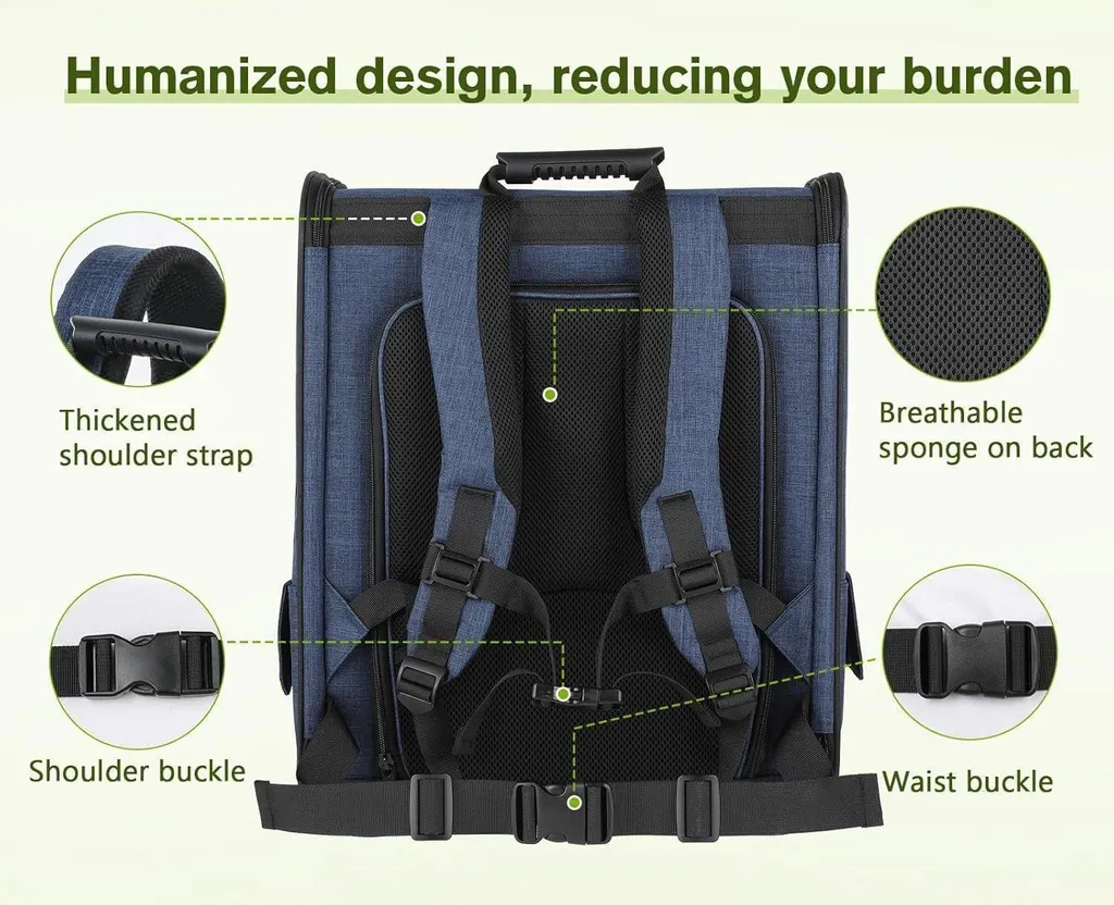 Sac à dos pour chat extensible bleu pliable supportant jusqu'à 8kg - 5