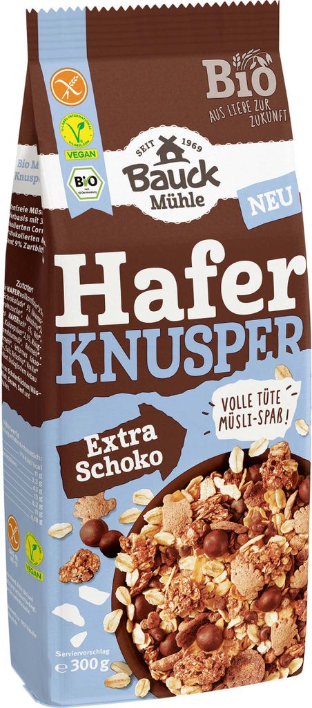 Bauck Mühle Hafer Knusper Müsli Extra Schoko 300g