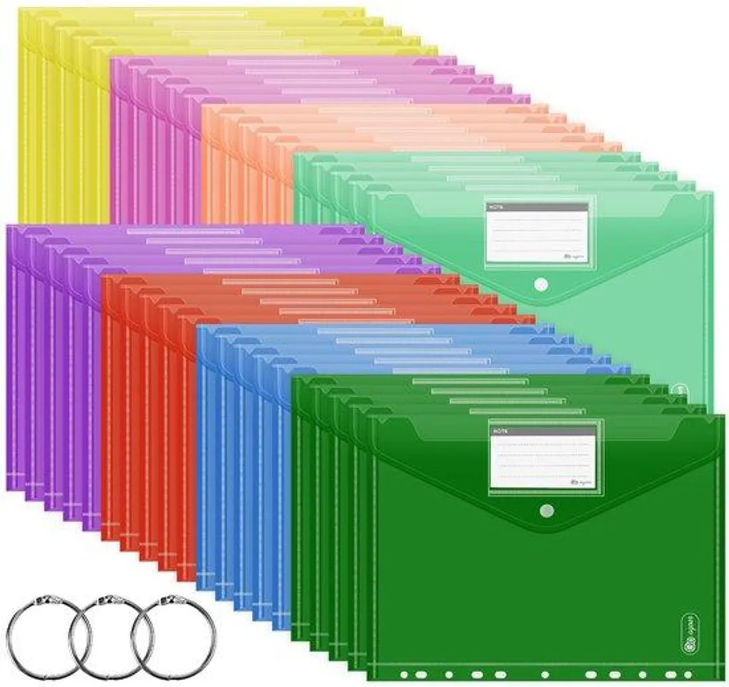 Chemise à pince A4 pour classement - Pack de 40 dossiers multicolores