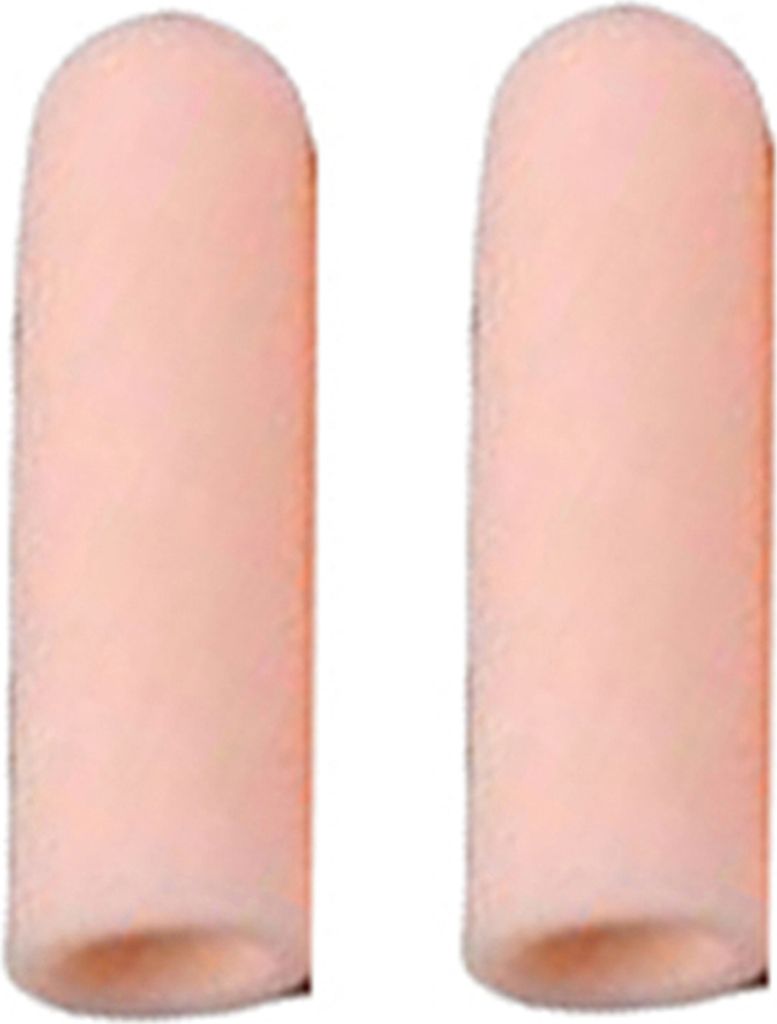 2pcs weich wiederverwendbare Gel Fingerbetten kleine Zehenrohrprotektoren zum Schutz der Haut-Hautfarbe ,Größen:5cm x 1.5cm