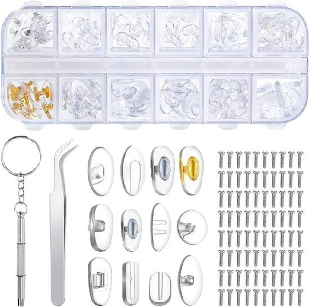 Kit pour Réparer ses Lunettes Soi-même : 80 Vis et 60 Paires de Patins