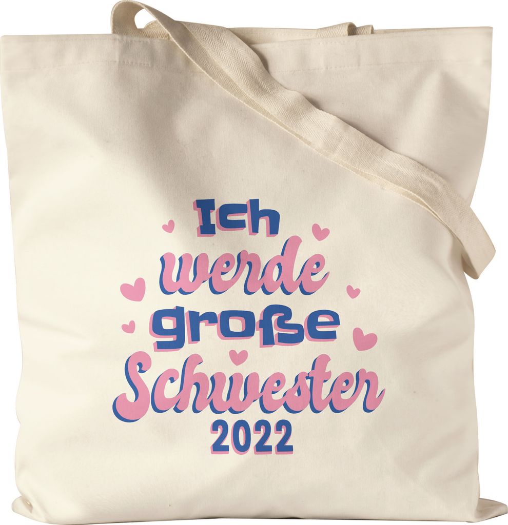 Ich Werde Große Schwester 2022 Jutebeutel Stoffbeutel Canvas Süßes Motiv Schwangerschaft Idee Geschenk Baby-News
