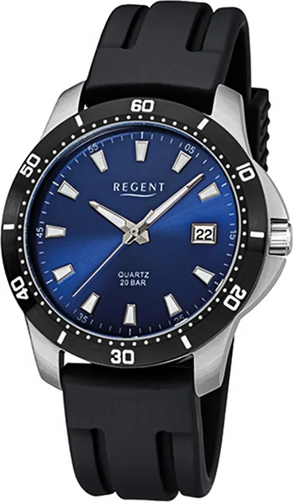 Regent F-1028 Diver 20 Bar | Orologio Uomo Sportivo Gomma Nera