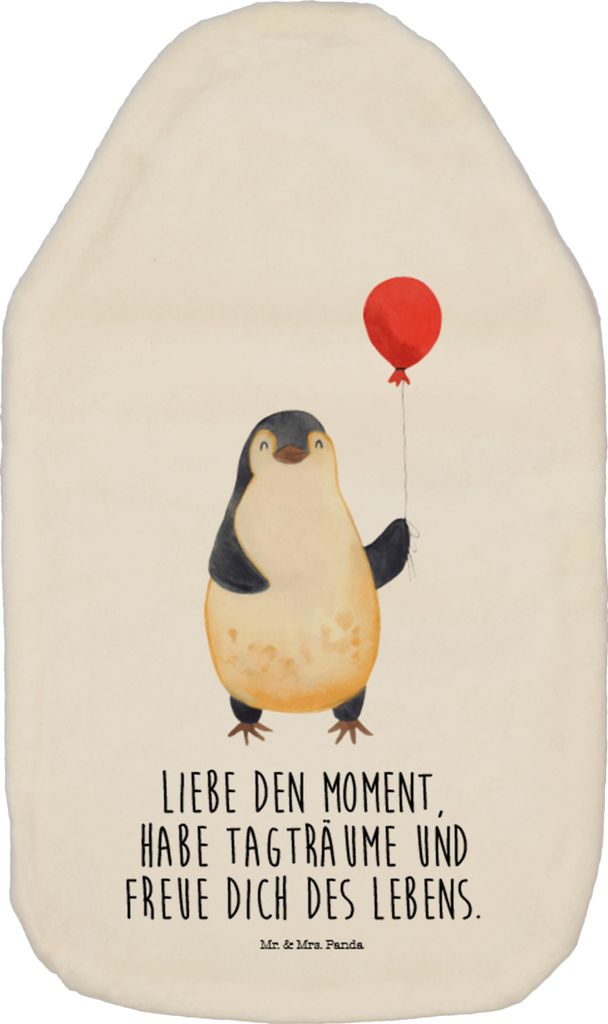 Mr. & Mrs. Panda Wärmflasche Pinguin Luftballon - Weiß - Geschenk, Motivation, Wärmflaschen, Bettflasche, mit Bezug, Wärmekissen, Liebe, Bettfl...