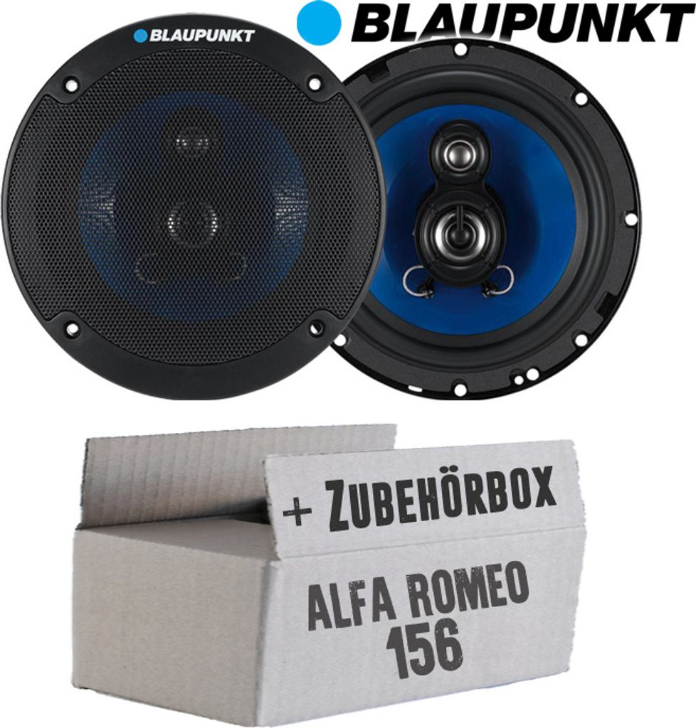 Lautsprecher Boxen Blaupunkt ICx663 - 16,5cm 3-Wege Auto Einbauzubehör - Einbauset passend für Alfa Romeo 156 - justSOUND