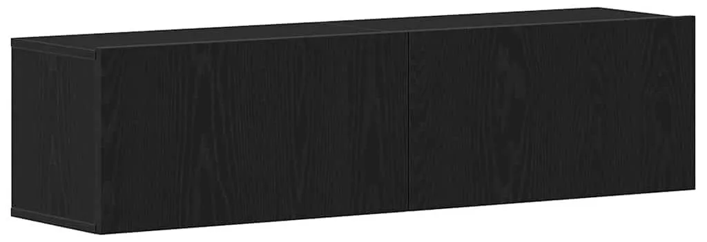 Meuble Télévision 120 cm Noir Imitation Chêne en Bois Composite Durable