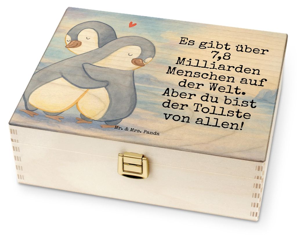 Mr. & Mrs. Panda Teedose Pinguine Kuscheln Design - Weiß - Geschenk, für Paare, Hochzeitstag, Freundin, Teebox, Valentinstag, Freund, Mitbringsel...