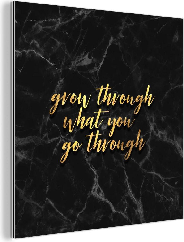 MuchoWow Wanddekoration Metall Metallbild Wandkunst 50x50 cm Zitate - Motivation - Gold - Marmor MuchoWow Aluminium Gemälde - Alubild - Industrial