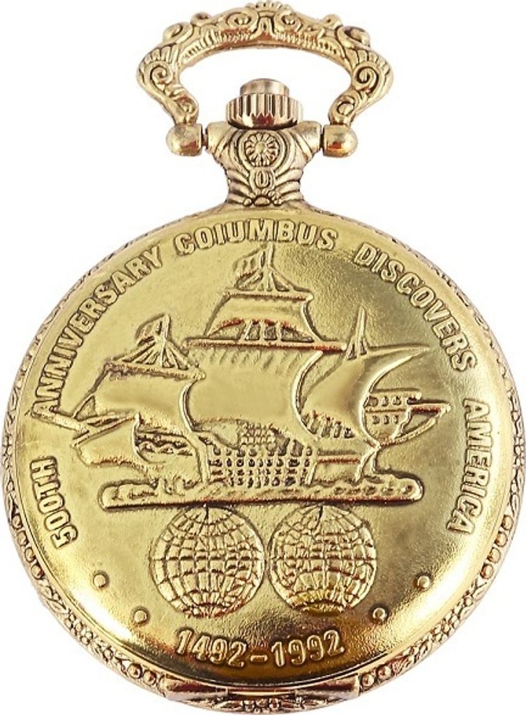 Taschenuhr Segelschiff Columbus goldfarben Quarzwerk Uhr 12 Produktbild 