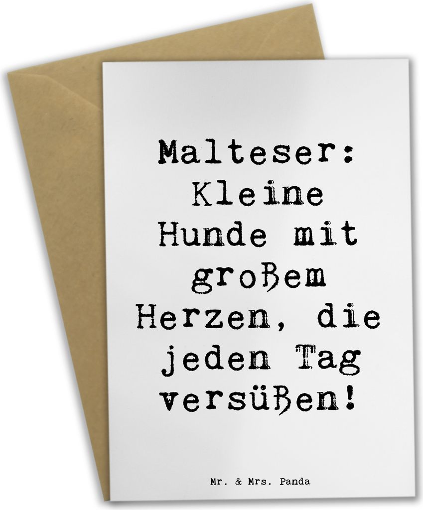 Mr. & Mrs. Panda babykarte Spruch Malteser Herz - Weiß - Geschenk, vatertagskarte, süße Hunde, freundliche Haustiere, einladungskarten, Hunderas...