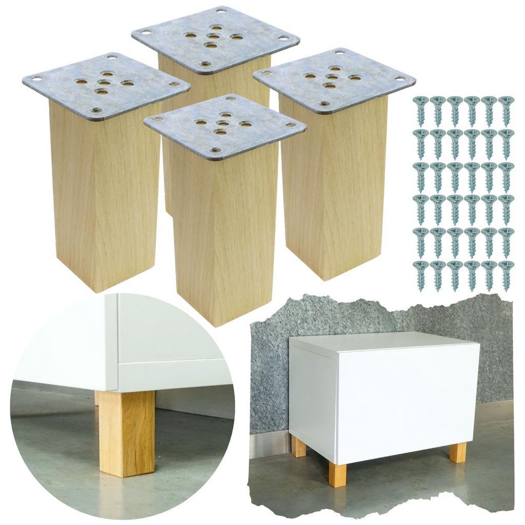 Gerades Buchenbein 12 cm mit Montageplatte Eiche roh 45x45 Produktbild 