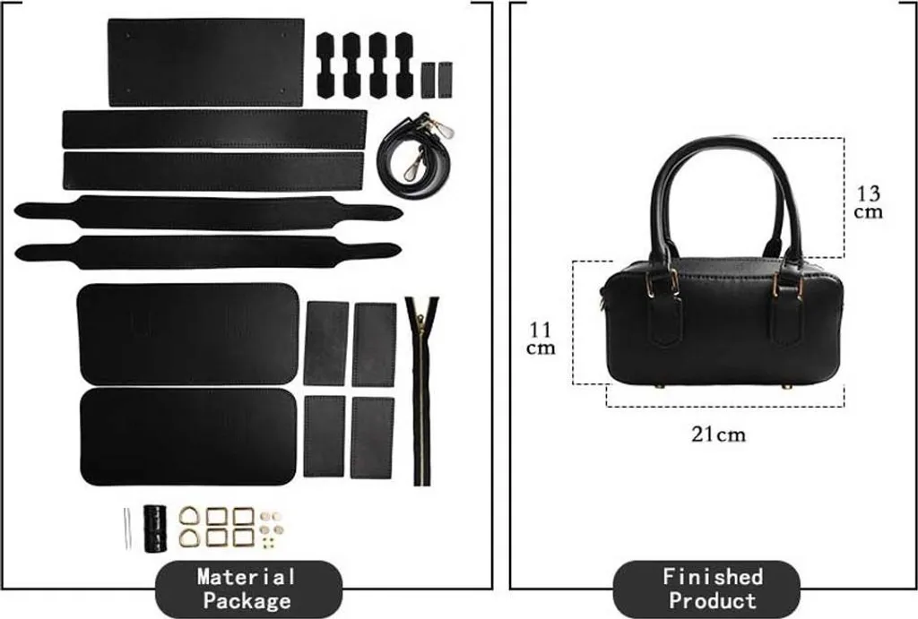 Regala la Creatività: Kit Borsa Bowling Pelle Nera DIY S