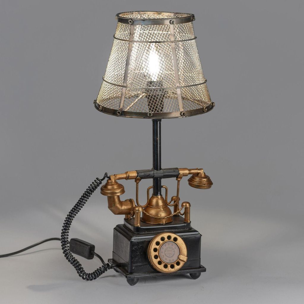 dekorative Tischlampe Telefon mit Wählscheibe antikoptik H. Produktbild 