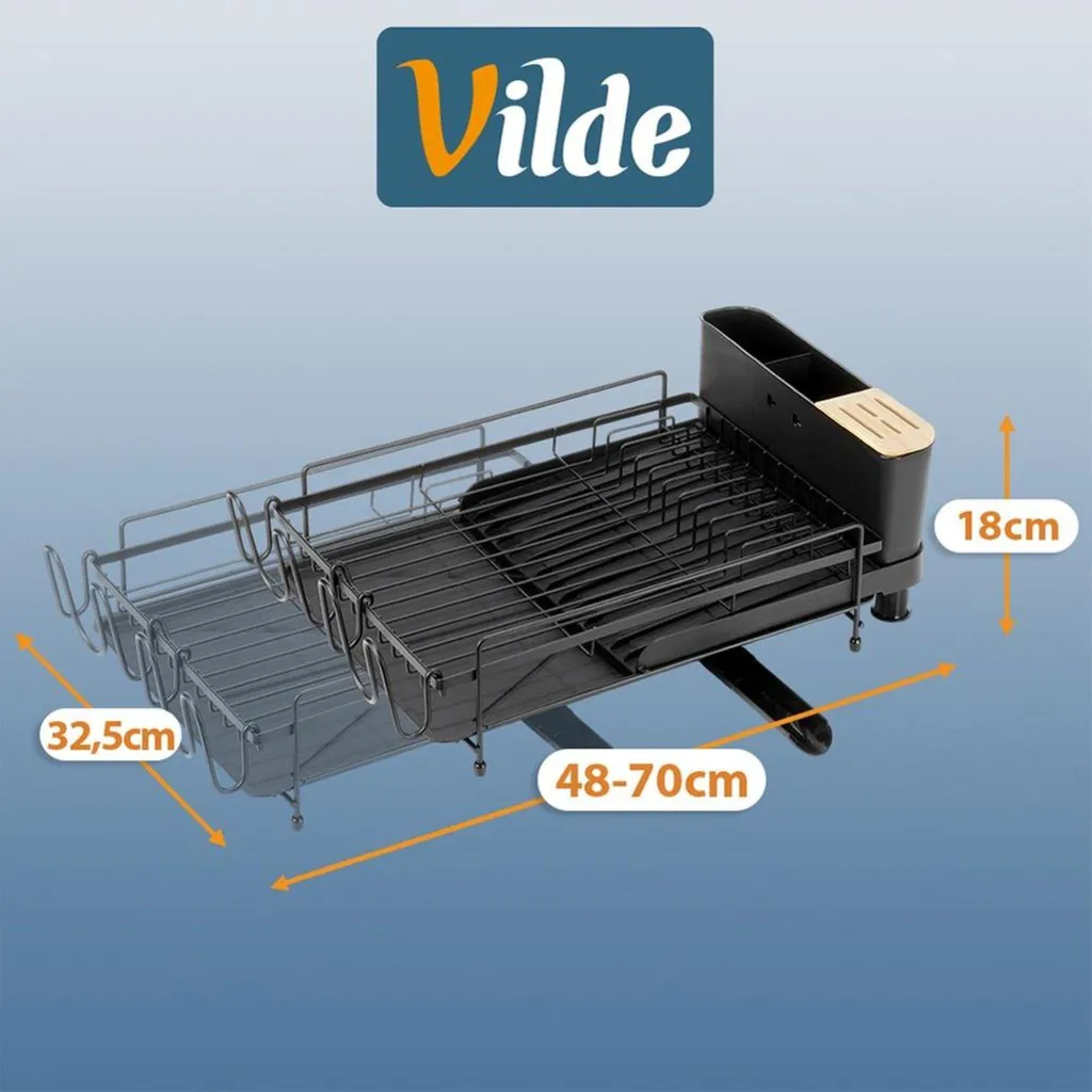 Solution de Séchage Vaisselle 70 cm - Égouttoir Modulable Gain de Place - 6