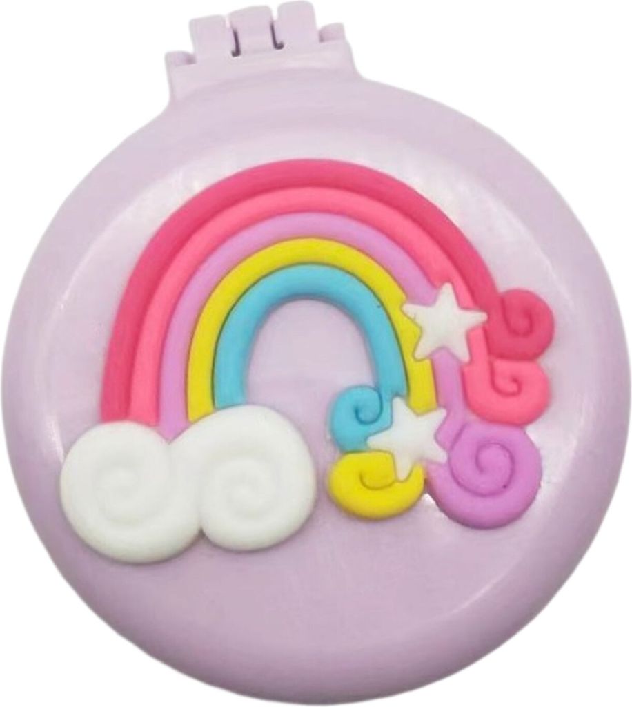 Falten Sie Haarkamm mit Spiegel tragbarer Mini -Luftkissen -Massage -Pinsel -Reisebrunzel -Make -up Kamm für Home Outdoor-Regenbogen