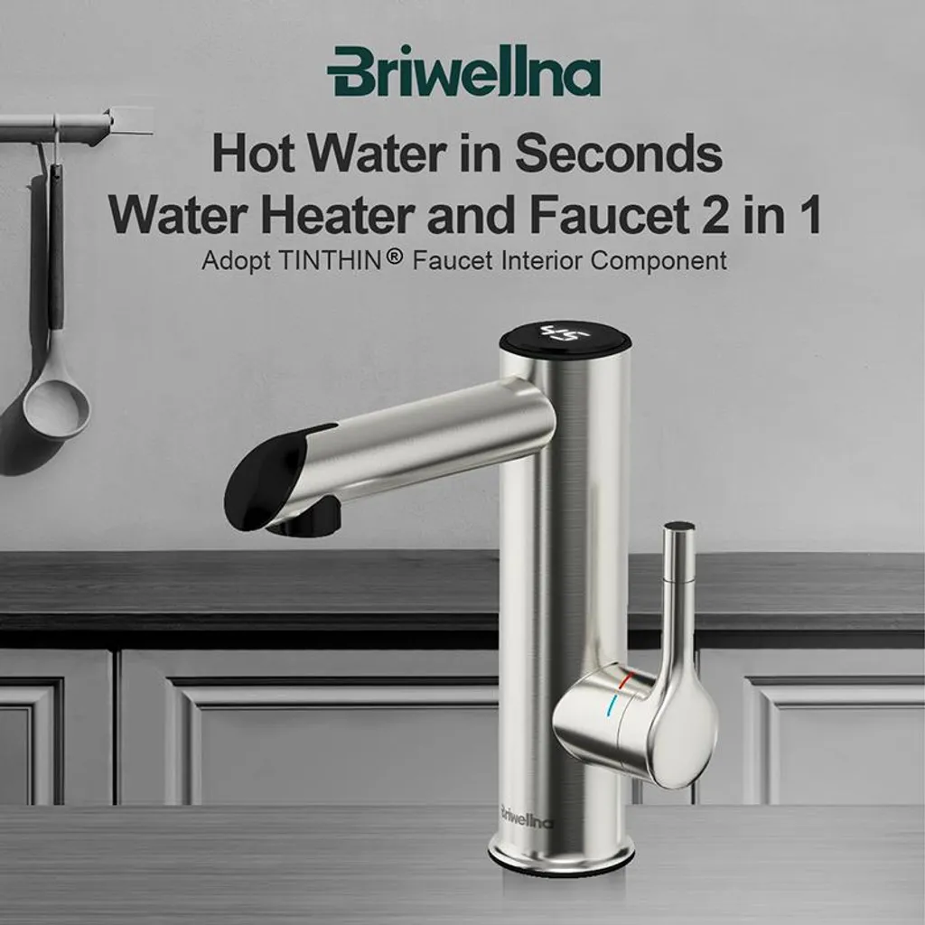 Chauffe-eau instantané de robinet métal argenté pour studio et WC - 2