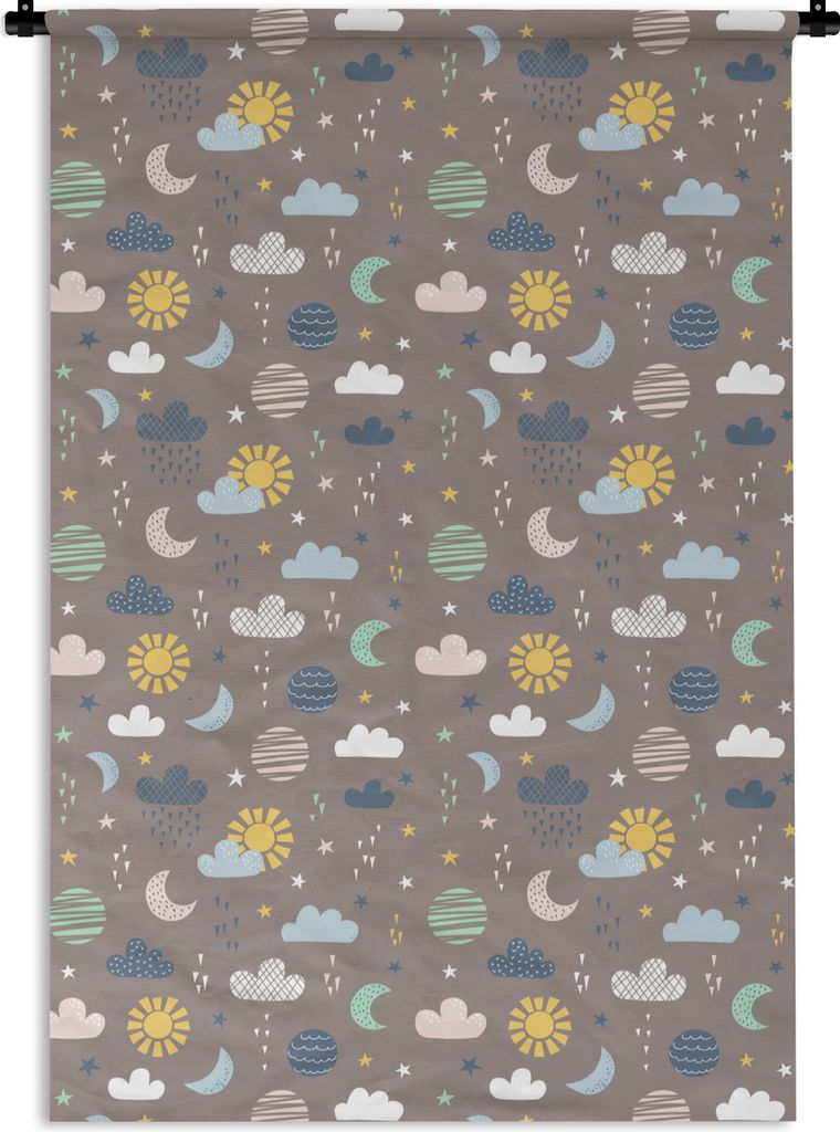 MuchoWow Wandteppich Wandbehang Wolken - Sonne - Design 120x180 cm Tapisserie Dekoration Wandtuch - Schlafzimmer - Dekorationen für das Haus