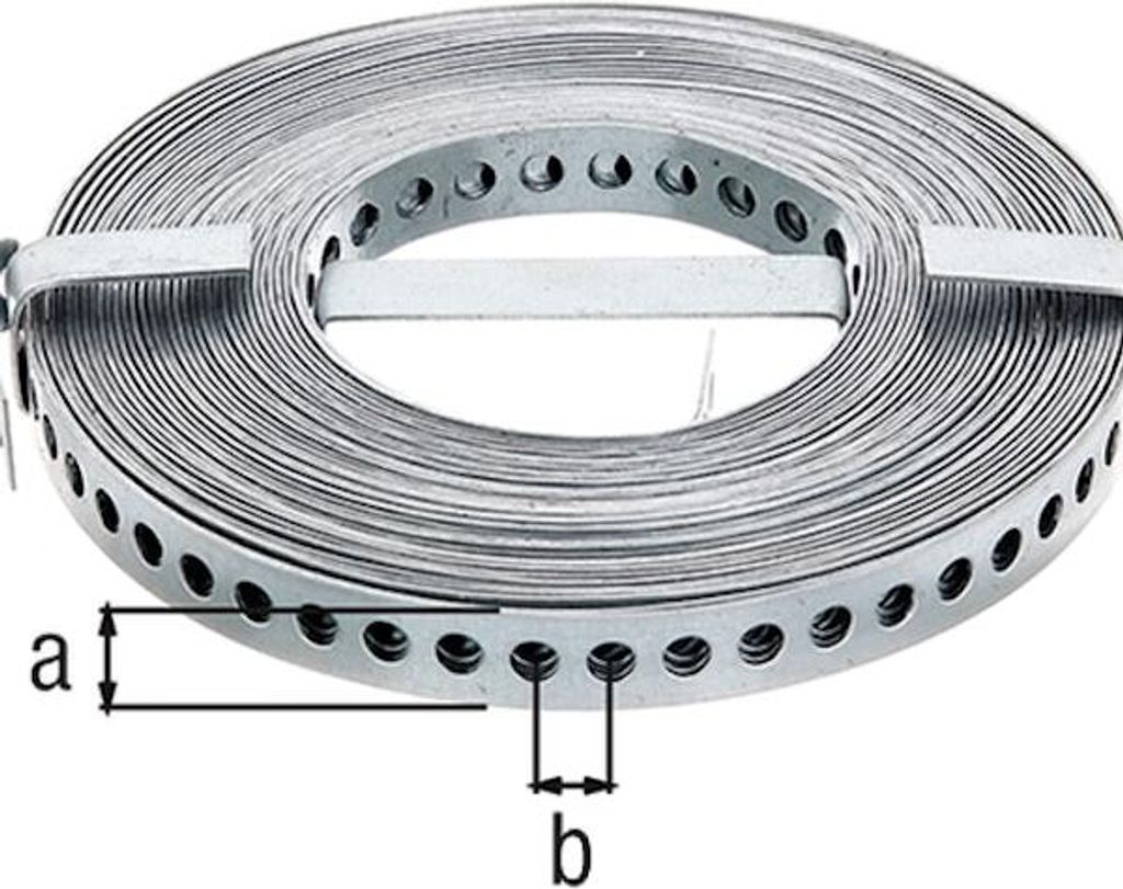 ALBERTS 1,5 m Lochband Nagelband Montageband Stahl schwarz beschichtet 12x0,8 mm