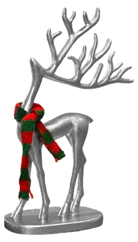 1/2 Stück Weihnachts-Rentierfigur mit Schal, minimalistische Elch-Silhouette, Hirschskulptur, Dekoration für Zuhause, Büro oder Schreibtisch.