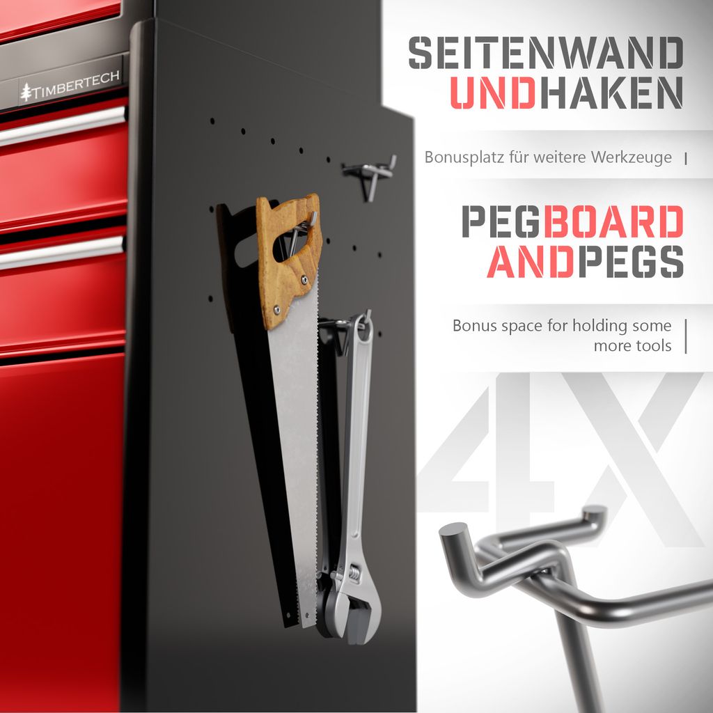 TIMBERTECH® Werkstattwagen auf Rollen - leer, 2 Schubladen Produktbild 11