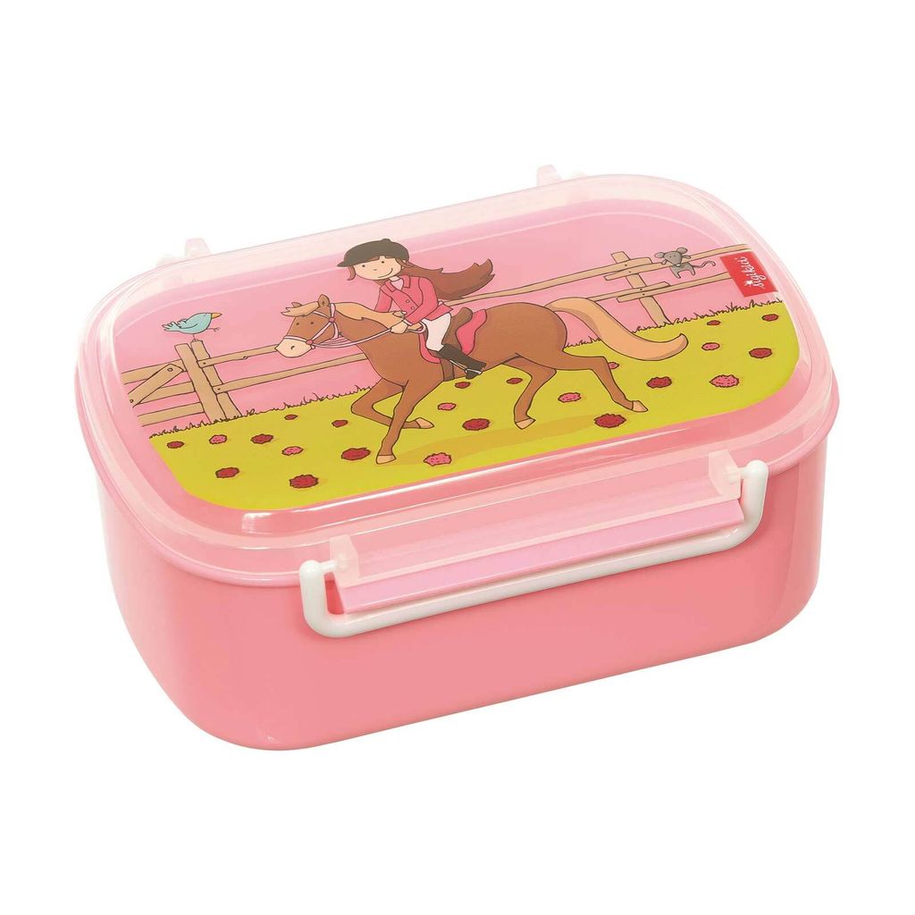sigikid Brotzeitbox Gina Galopp, Brotbox, Brotdose, Butterbrotdose, Vesperdose, Kinder, Kunststoff, Rosa, 25006