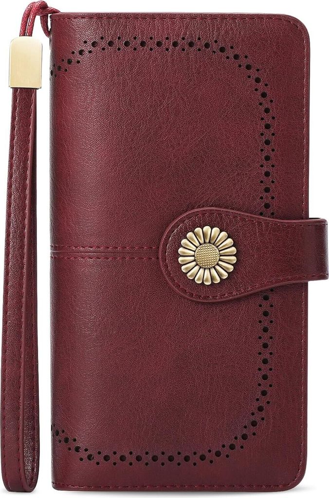 Geldbörse Damen Leder Gross Geldbeutel Damen Groß Viele Fächer mit 24 Kartenfächer Lang Portemonnaie Frauen RFID Schutz Damen Portmonee Leder