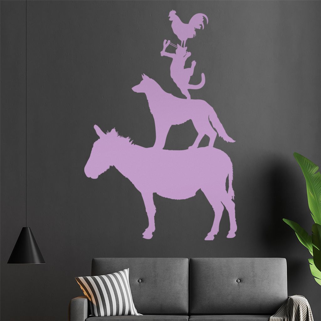 Bremer Stadtmusikanten Wandtattoo in 6 Größen - Wandaufkleber Wall Sticker - Dekoration, Küche, Wohnzimmer, Schlafzimmer, Badezimmer