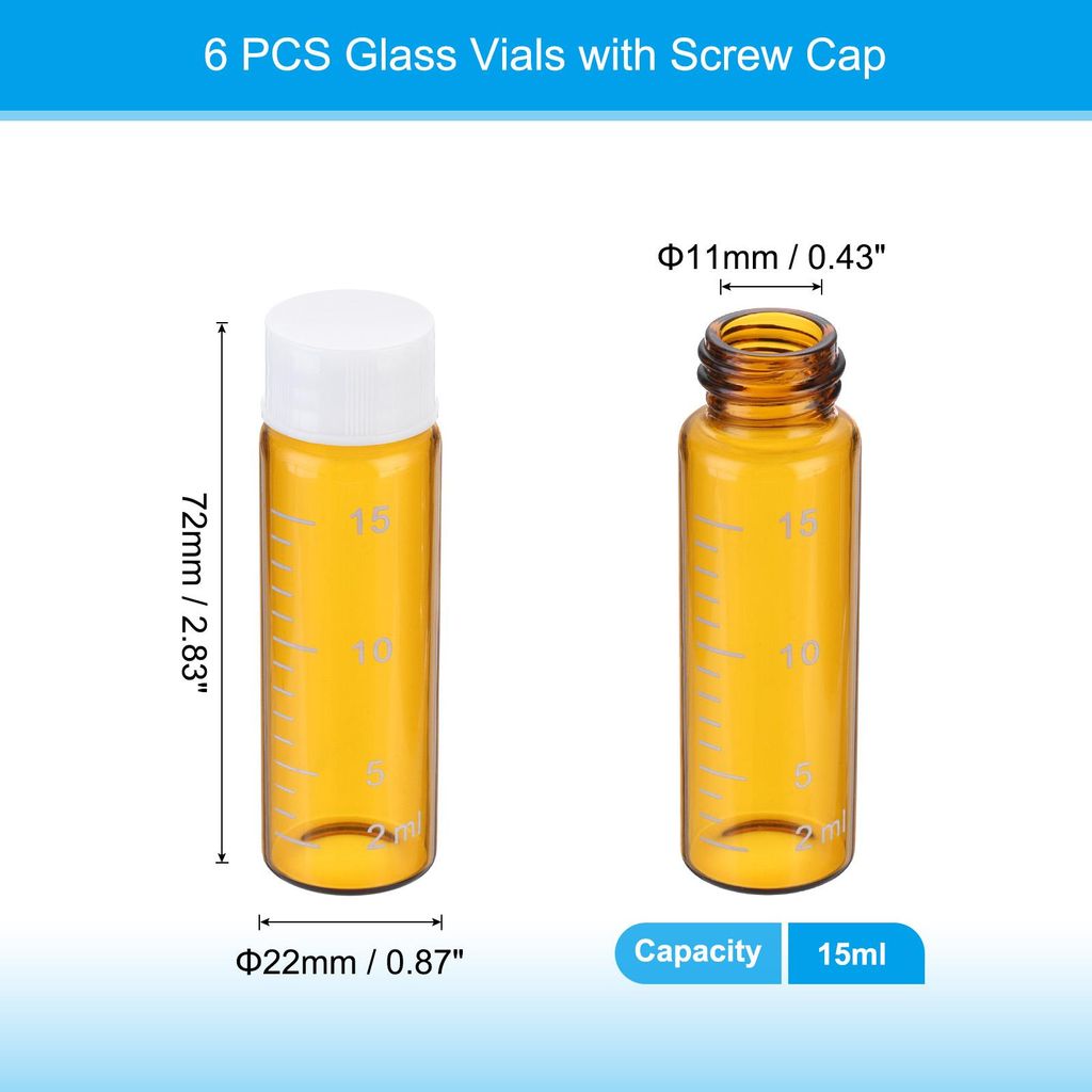 6 Stš¹ck 15ml kleine braune Glasfl?schchen mit wei?em Schraubverschluss, Transparent Glasfl?schchen fš¹r die Lagerung von festen flš¹ssigen u...