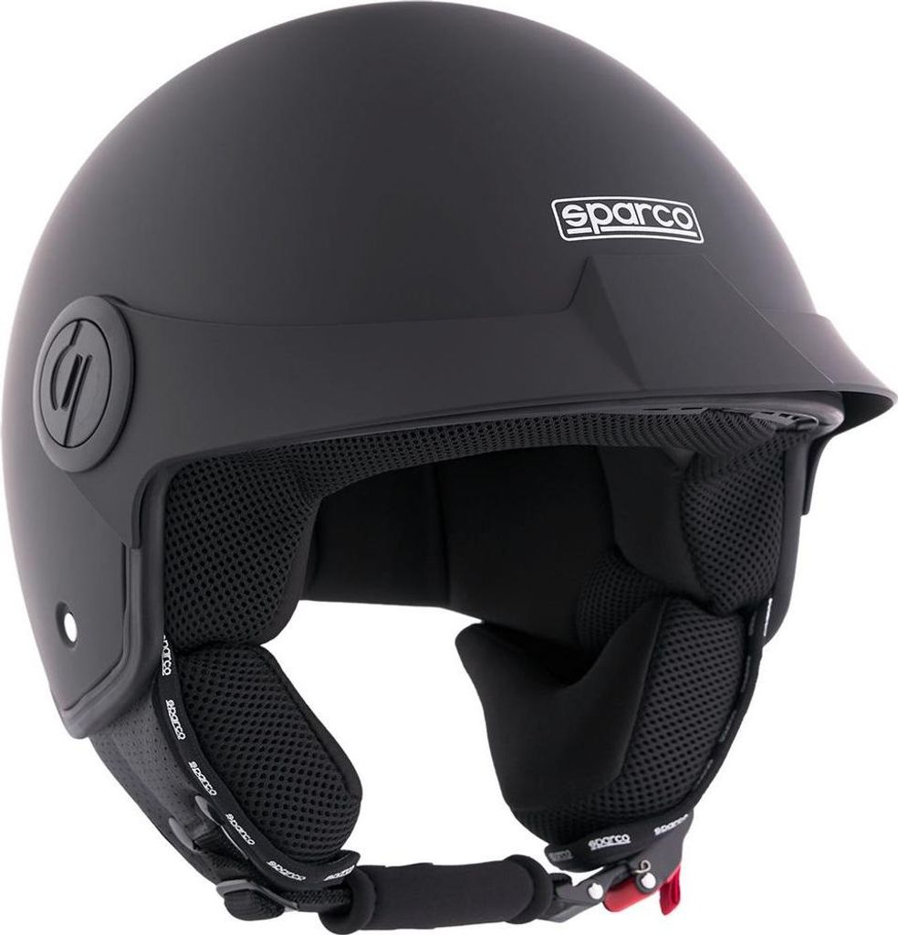 Sparco Demi-Jet Helm mit Schirm für Motorrad, mattschwarz, mit ABS-Schale, Größe M
