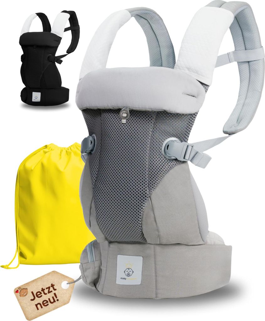 KIDDY KINGDOM Ergonomische Babytrage Neugeborene ab Geburt - 3 in 1 Multifunktionale Kindertrage von 0-36 Monaten - Baby Trage mit 3D SOFT MESH - B...