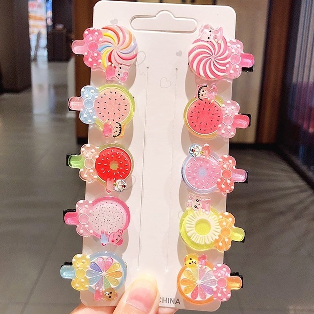 Bunte Lollipop Haarklammern für Mädchen - 10er Set KP15925