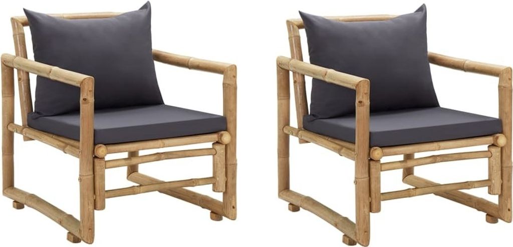 Gartenstühle mit Kissen 2 Stk. Bambus